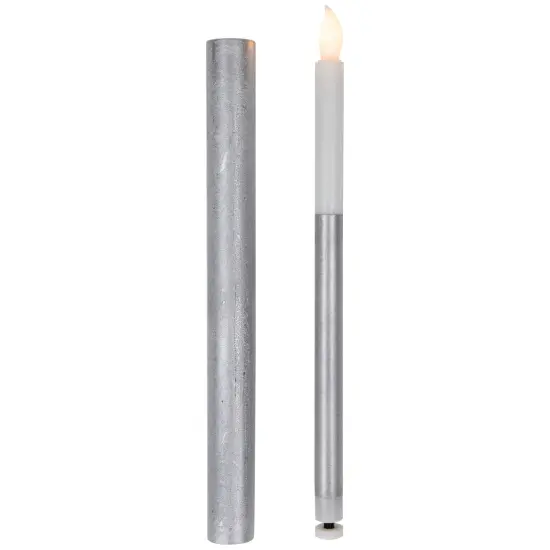 Northlight Set of 4 Brushed Silver-tone LED Flameless Wax Flickering Taper Candles 9.5" {6}