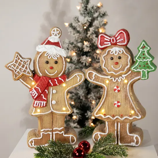 Northlight LED Lighted Gingerbread Girl Christmas Figurine - 15.25" Brown {3}