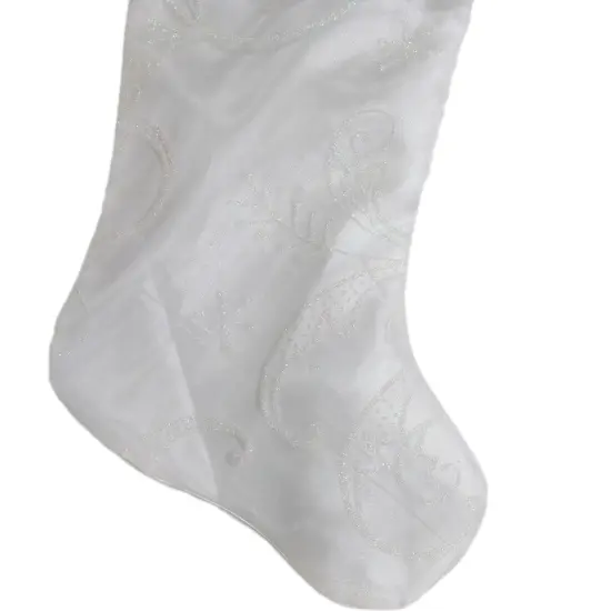 Northlight 20.5-Inch White Glitter Sheer Organza With a Faux Fur Cuff Christmas Stocking {4}