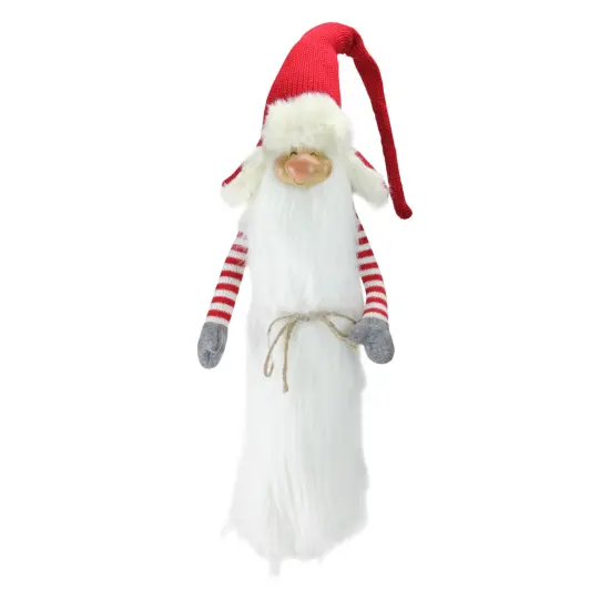 Northlight Slim Santa Christmas Gnome with White Fur Suit and Red Hat - 35" - Red and White {5}