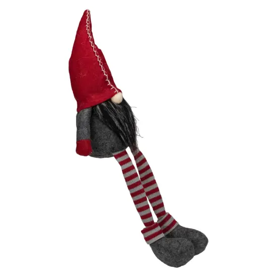 Northlight Sitting Striped Gnome Christmas Figure - 22" - Red and Gray {5}
