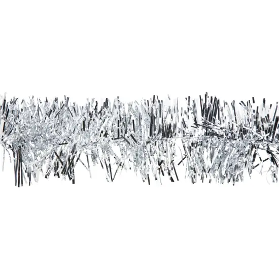 Northlight Commercial Tinsel Foil Christmas Garland - 50' x 2.5" - Silver - Unlit {4}