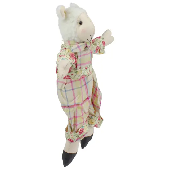 Gallerie II 11" Cream, Pink and Green "Liam" the Lamb Boy Sitting Spring Figure Multi {4}