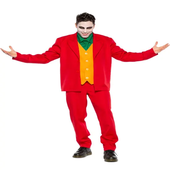 Mens Evil Clown Jokester Villain Leisure Suit Costume {1}