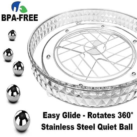 2 Tier Diamond Lazy Susan Bathroom Organizer Countertop, Clear 360 Rotating Cosmetic Makeup Organizer for Vanity, Skincare Organizers Perfume Organizer for Counter - Organization and Storage -9.25INCH {2}