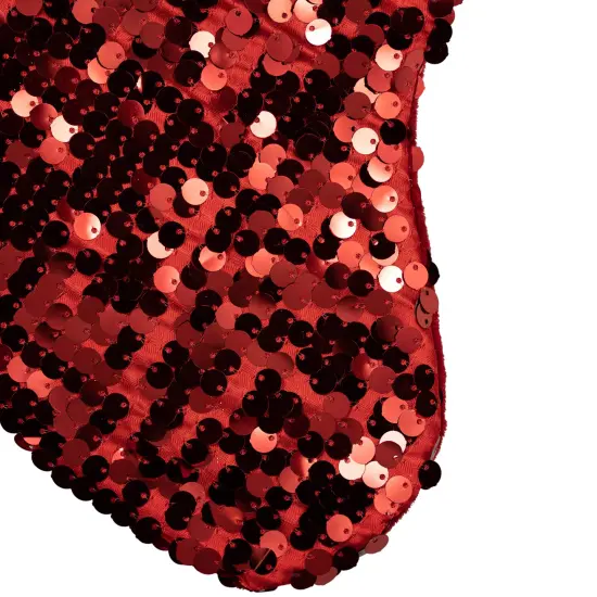 Northlight 19" Shiny Metallic Red Sequined Christmas Stocking with Velveteen Cuff {6}