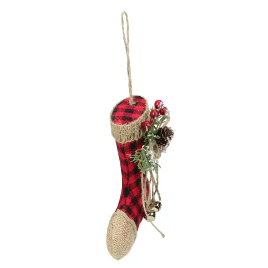 Northlight 5.75" Red Plaid and Burlap Christmas Stocking Ornament {4}