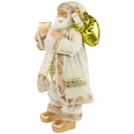 Northlight 24" White and Ivory Santa Claus with Gift Bag Christmas Figure {4}