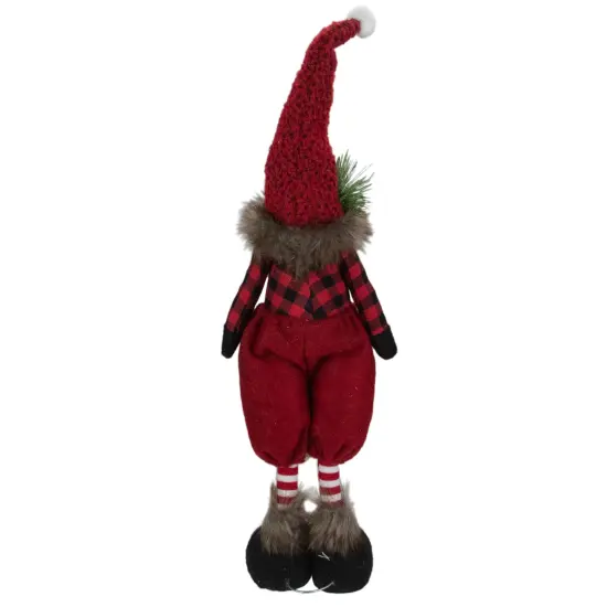 Northlight Standing Buffalo Plaid Gnome with Berry Pine Christmas Figure - 17" Red {6}