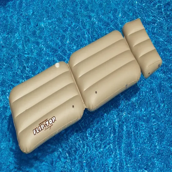 Swim Central 88" Inflatable Beige Adjustable Flip-Top Swimming Pool Lounger Raft {4}