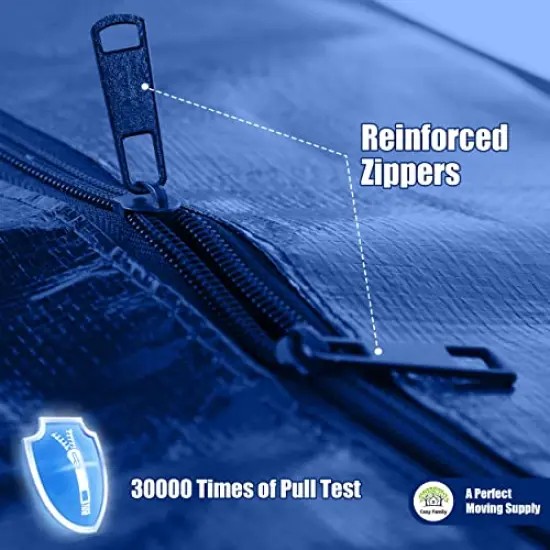 4 Pack Heavy Duty Extra Large Moving Bags with Backpack Straps - Strong Handles & Zippers, Storage Totes For Space Saving, Fold Flat, Alternative to Moving Box (X-Large-Set of 4, Blue) {5}