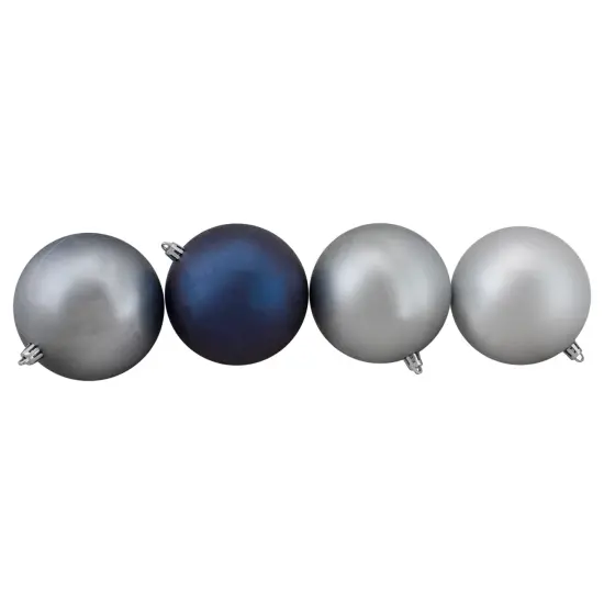 Northlight Shatterproof 3-Finish Christmas Ball Ornaments - 4" (100mm) - Silver and Blue - 12ct {4}