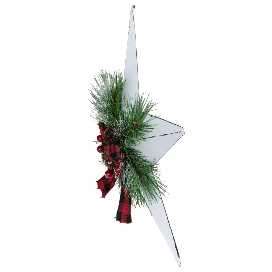 Northlight 17" White 5 point Christmas Star With Plaid Ribbon with Artificial Pine {5}