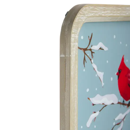 Northlight 25.5" Wood Framed Blue and Red Merry Christmas Wall Decor with Red Cardinal {6}