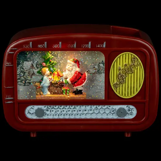 Northlight LED Lighted "Santa Sighting" Retro Radio Christmas Snow Globe - 8.75" Brown {6}