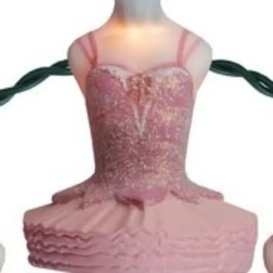 Kurt Adler Ballerina Tutu Christmas Light Set- 8.9ft Green Wire - 10ct Pink {4}