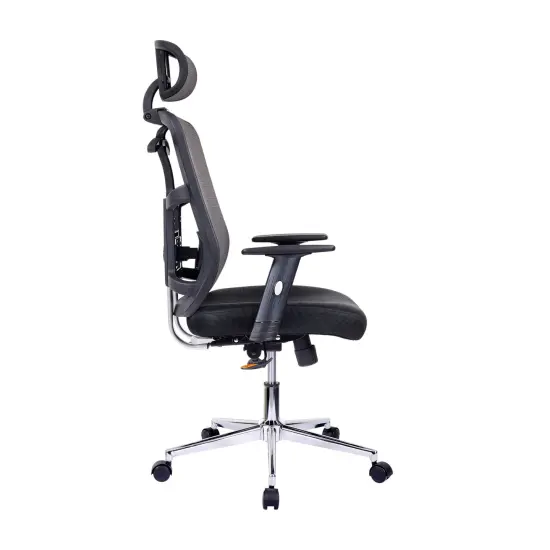 Techni Office Solutions 3.5' Black and Metallic Silver High Back Executive Mesh Office Chair with Arms and Lumbar Support {5}