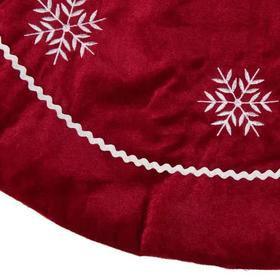 Northlight Snowflakes Christmas Tree Skirt - 24" - Red and Gold {4}
