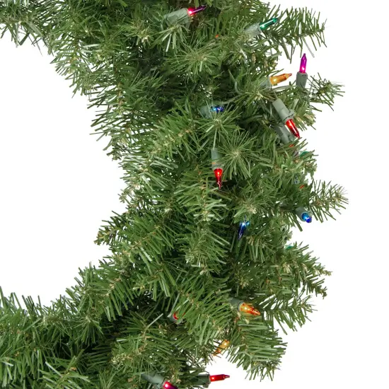 Northlight Pre-Lit Rockwood Pine Artificial Christmas Wreath - 24" - Multi Lights Green {4}