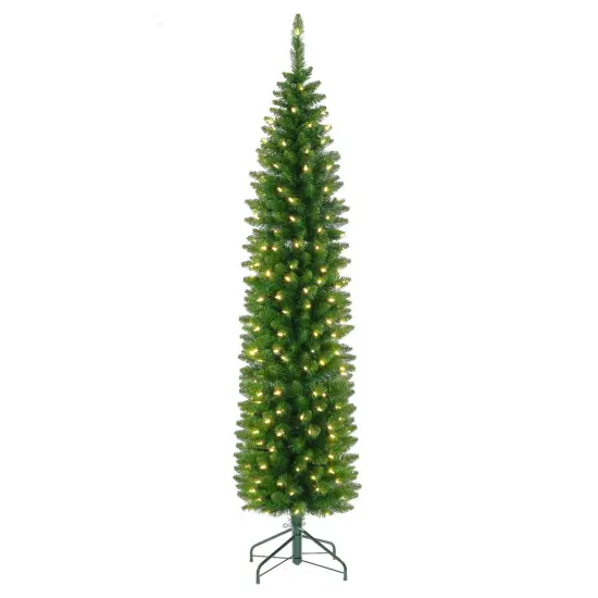 Slim Pencil Christmas Tree Prelit Clear LED - Artificial - HOLIDAY TREE {3}