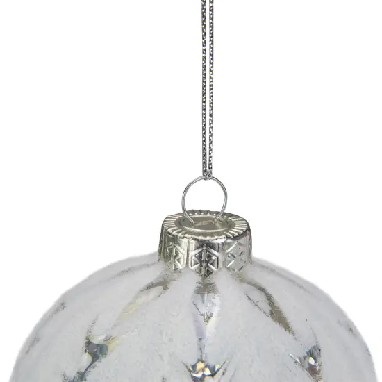 Northlight 3.25" Clear Iridescent with White Frost Glass Ball Christmas Ornament {4}
