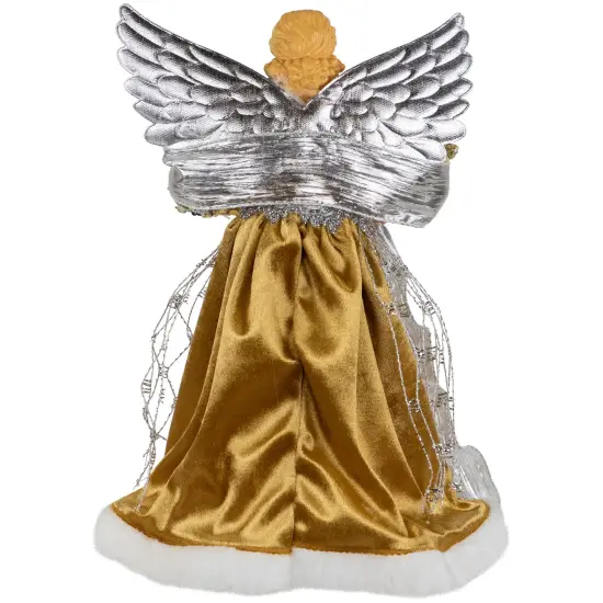 Northlight 12" Metallic Bronze and Silver Sequined Angel Christmas Tree Topper, Unlit {6}