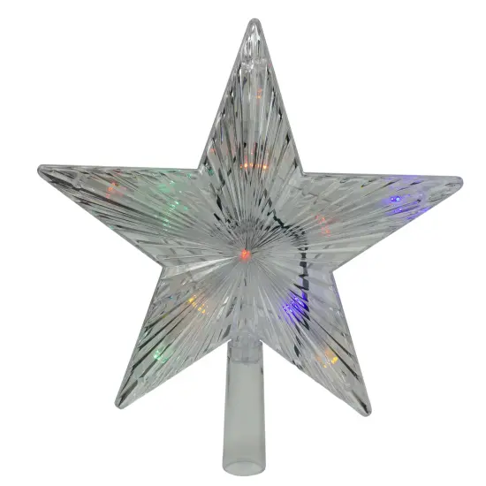 Hofert 9.5" Lighted White Star Christmas Tree Topper - White and Multicolor LED Lights {4}