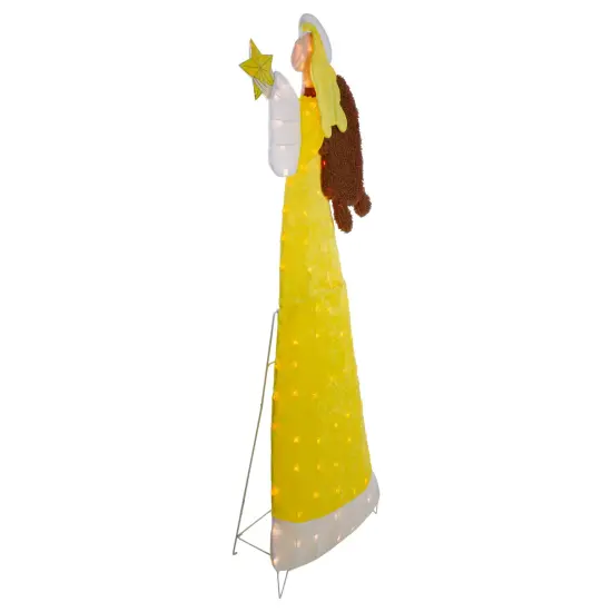 Northlight 72" Lighted 2D Yellow Chenille Angel Outdoor Christmas Decoration {7}