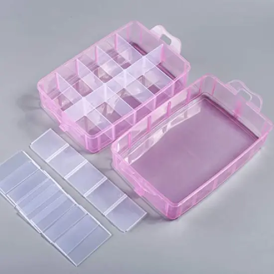 Bead Organizer,3-Tier Craft Organizers and Storage,Stackable Storage Containers with 30 Compartments Dividers for Washi Tape,Toy, Nail,Art Supplies, Fishing Tackle, Pink {2}
