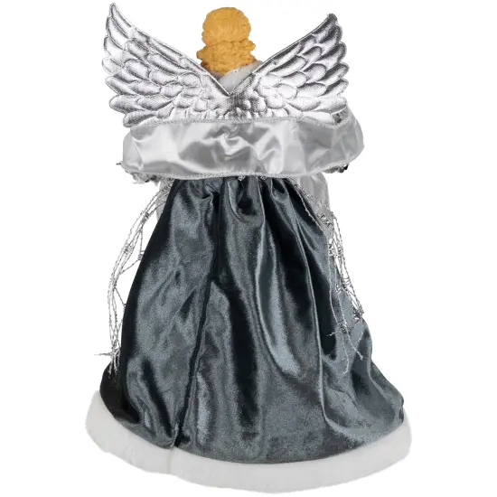 Northlight Sequined Angel with Wings Christmas Tree Topper Unlit - 12" Gray {6}