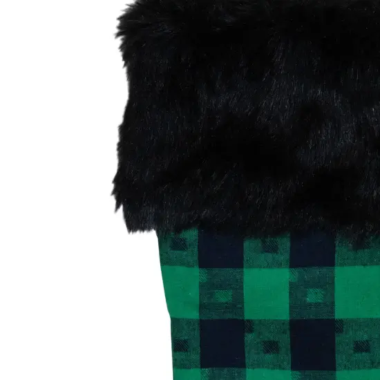 Northlight 20" Green and Black Plaid Christmas Stocking {4}