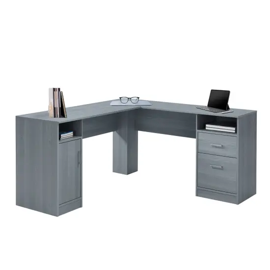 Techni Office Solutions 59.5" Gray Durable L-Shaped Computer Desk {4}