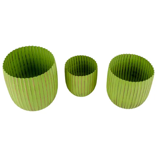 Napa Home & Garden Set of 3 Green and Gold Ribbed Planter 6.25" {4}