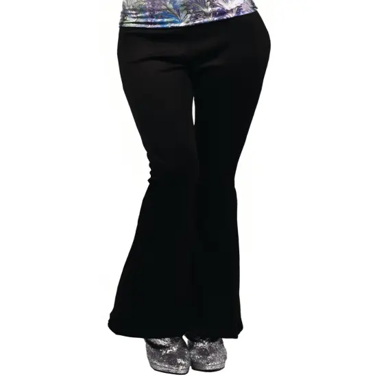 Adult's Womens Black 70s Flared Boogie Disco Pants Costume {1}