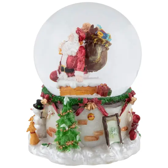 Northlight Santa Claus in Chimney Musical Christmas Snow Globe - 7" Red {5}
