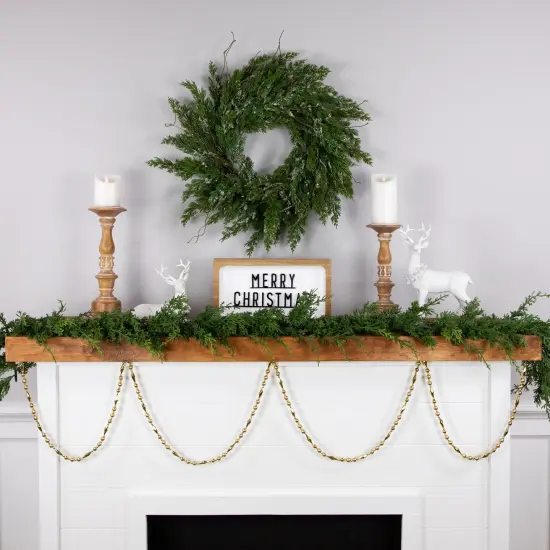 Northlight Shiny and Matte Beaded Christmas Garland - 9' x .5" - Gold - Unlit {4}