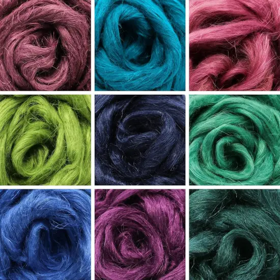 Hemp - Beautifully Dyed Vivid Colors, Combed Top Roving for Spinning, Blending, Felting, Weaving. Glacier {3}