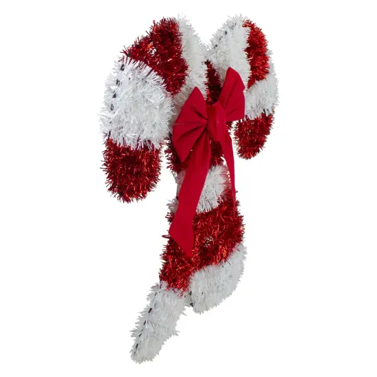 Northlight Tinsel Candy Cane Christmas Window Decoration - 19" - Red and White - Unlit {4}