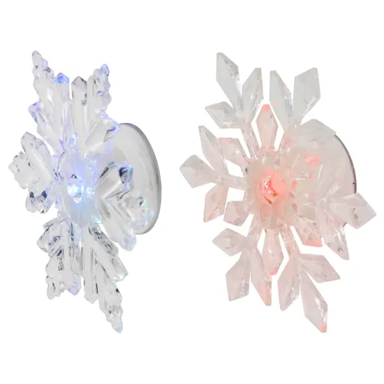 Northlight LED Lighted Icy Crystal Snowflake Christmas Window Decorations - 5.5" - Set of 2 Clear {5}