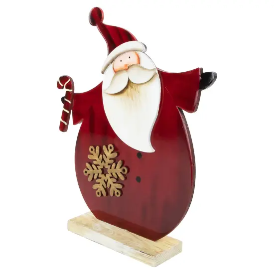 Northlight Santa with Candy Cane and Snowflake Wooden Christmas Decoration - 12" Red {7}