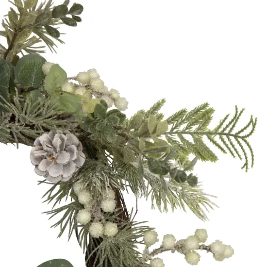 Northlight White Berry, Eucalyptus and Pinecone Christmas Wreath, 20-Inch, Unlit Green {4}