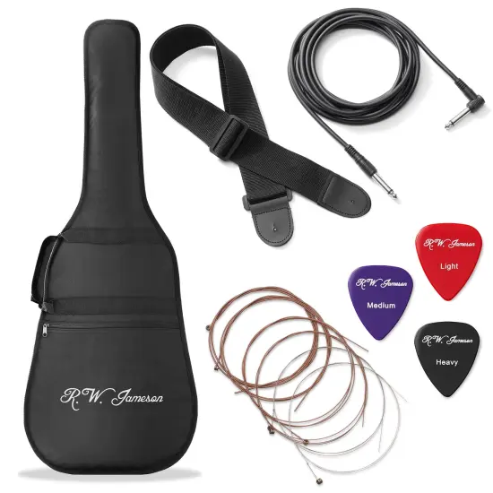 Jameson Guitars Full Size Thinline Acoustic Electric Guitar with Free Gig Bag Case & Picks {6}