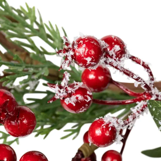 Northlight Real Touch&trade;️ Frosted Berries and Pine Artificial Christmas Wreath - 18" - Unlit Red {6}
