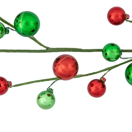 Northlight 4' x 6" Green and Red Ball Ornament Christmas Garland, Unlit {3}