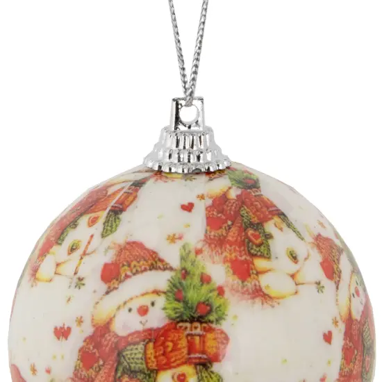 Northlight Decoupage Forest Snowmen Christmas Ball Ornaments - 2.25" (60mm) - 14ct White {6}
