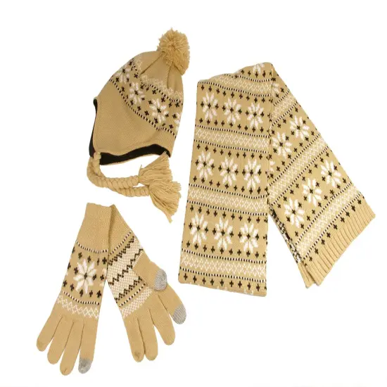 Christmas Central 60" Unisex Light Khaki Jacquard Knit Winter Scarf Brown {4}