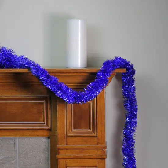 Northlight Traditional Christmas Tinsel Garland - 12' x 2.5" - Lavish Blue - Unlit {4}