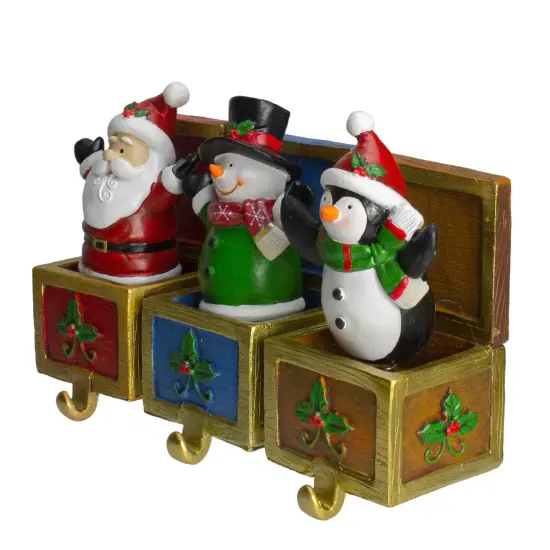Northlight Santa Snowman and Penguin in Gift Boxes Christmas Stocking Holders - Set of 3 - 6" Red {5}