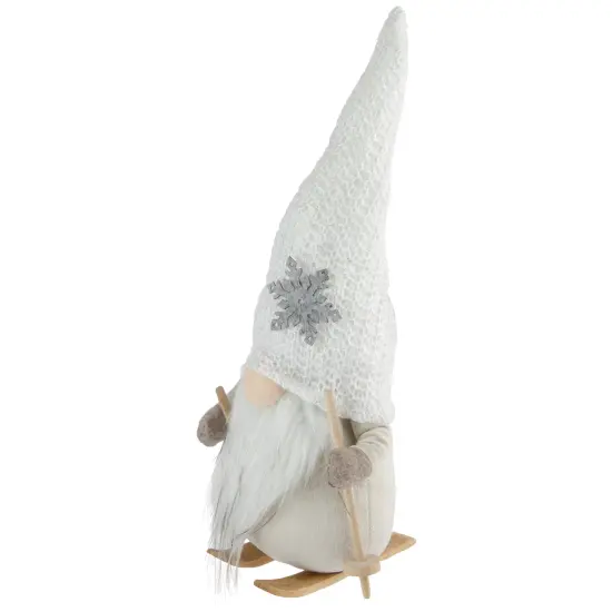 Northlight Winter Ski Gnome with Snowflake Hat Christmas Decoration - 12" White {7}