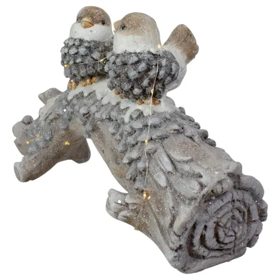 Northlight LED Lighted Rustic Glittered Birds on a Snowy Log Christmas Decoration - 18" Brown {5}